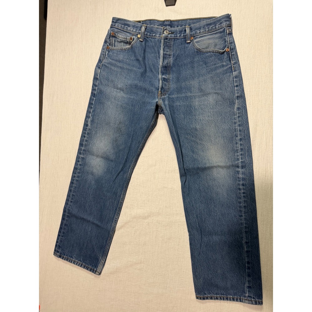 Levi's 501 Original Fit Jeans Mens 36x30 Medium Wash Straight Leg Denim Blue